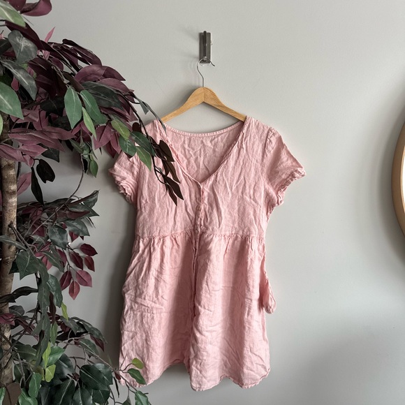 Priv linen Light Pink Button-Down Dress - Picture 3 of 7
